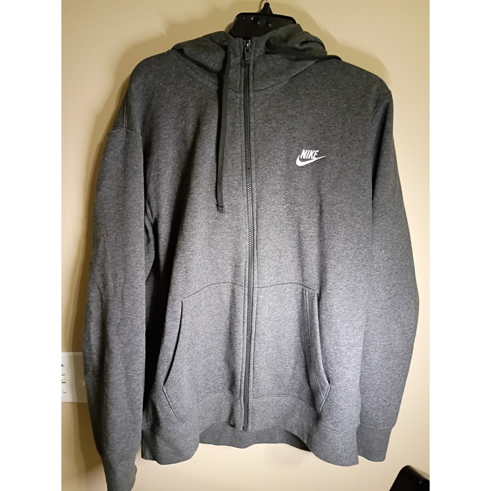 Nike Men's Large Hoodie Activewear Fleece Warm Grey Zip Up Comfort Loungewear